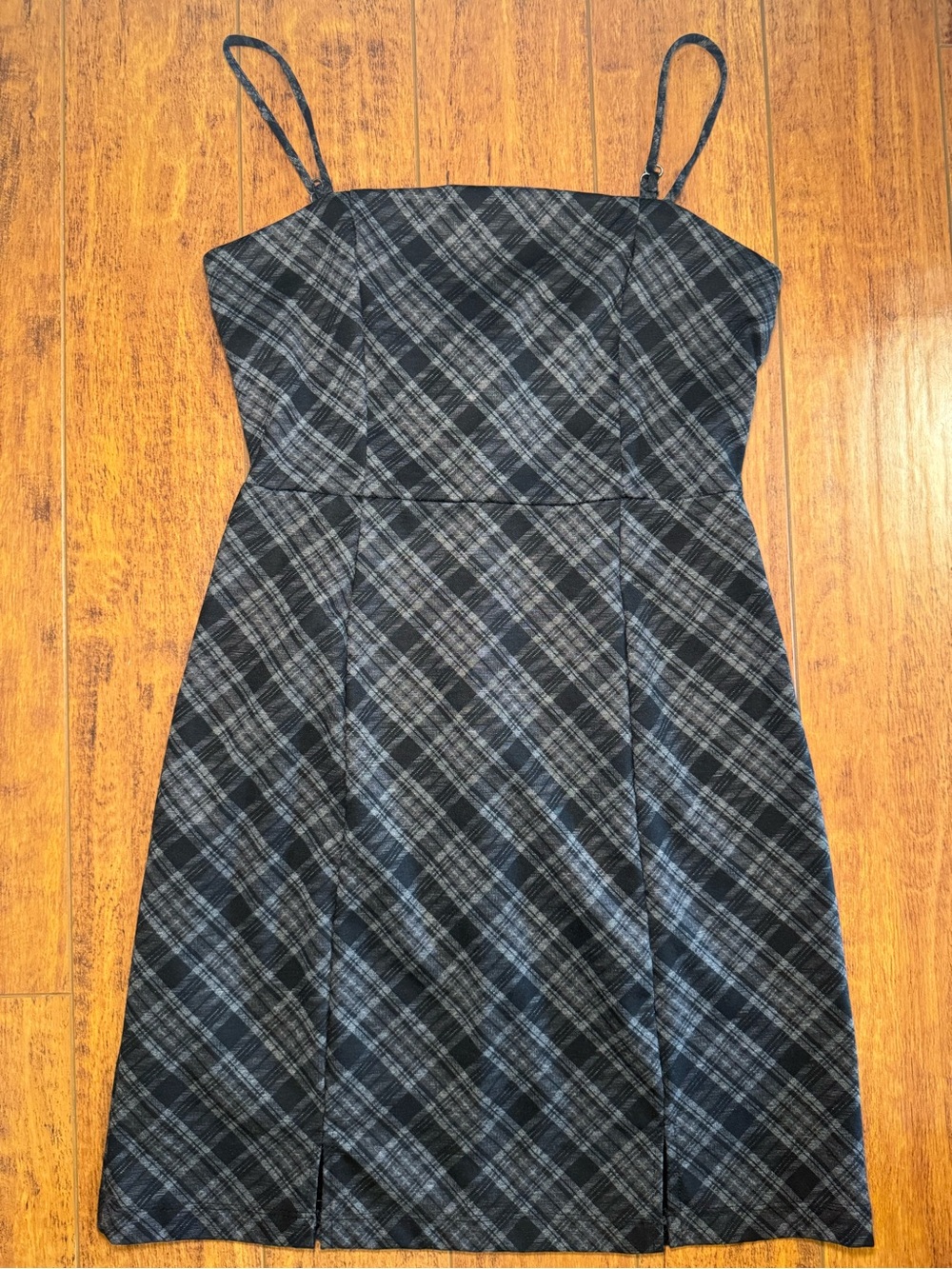 Altar'd State Black & Gray Plaid Midi Dress